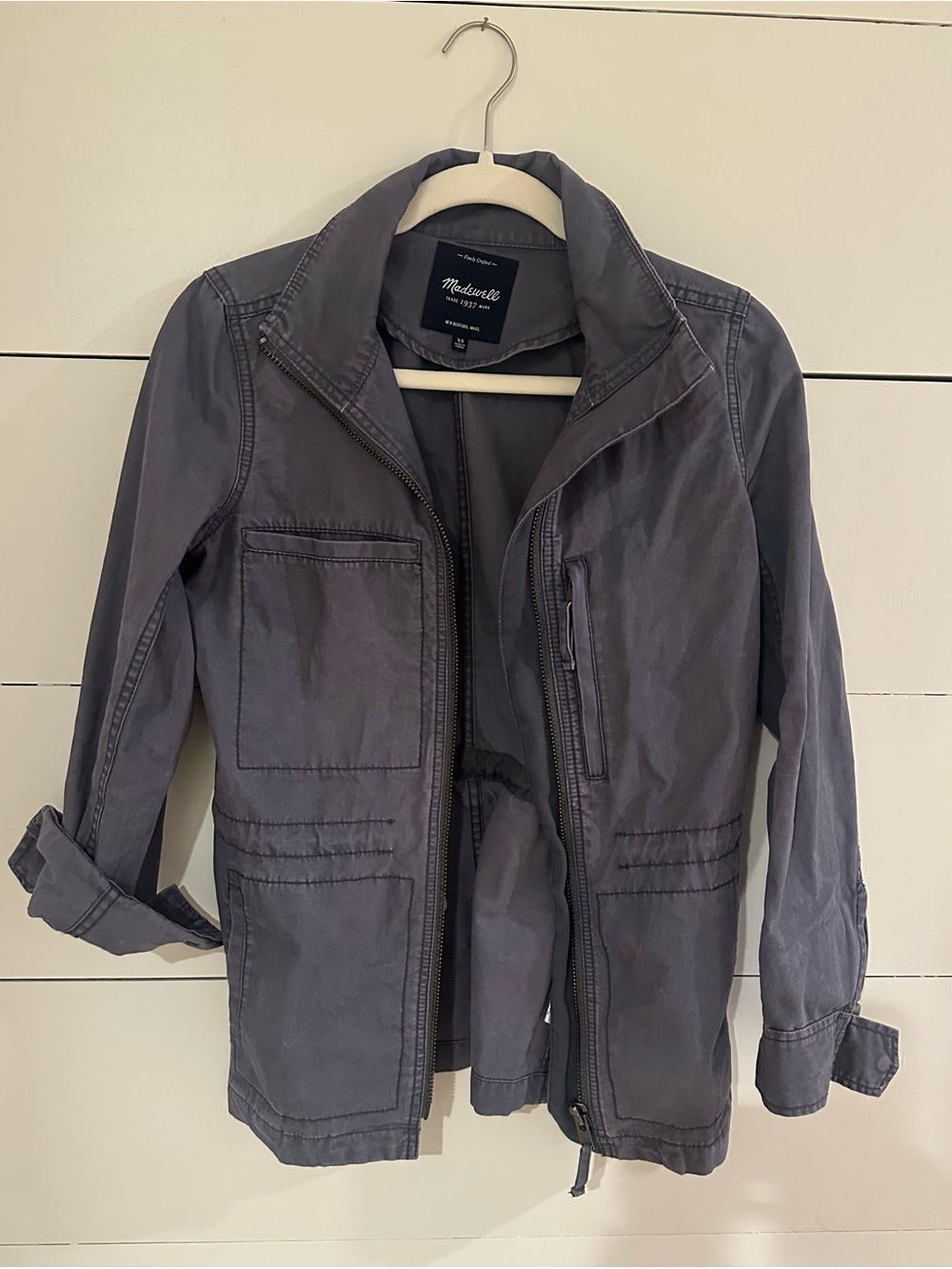 Madewell Grey-Blue Utility Jacket with Zip Front